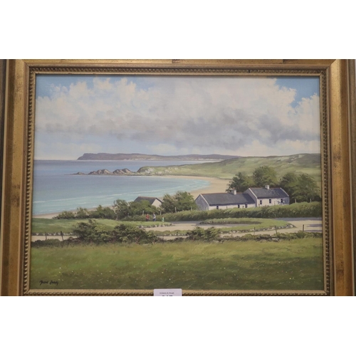 217 - Irish artwork, Manson Blair, Whitepark Bay East, signed lower left, details verso, approx 30cm x 40c... 