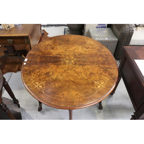 235 - Antique English drop side table, with inlay decoration, approx 72cm H x 19cm W (closed) x 88cm D