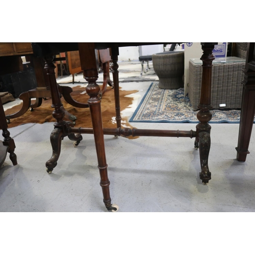 235 - Antique English drop side table, with inlay decoration, approx 72cm H x 19cm W (closed) x 88cm D