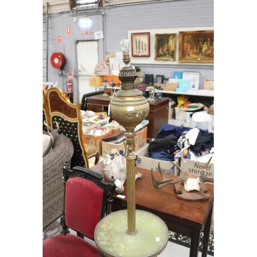 998 - French standard lamp, with onyx marble to centre, unknown working condition, approx 162cm H