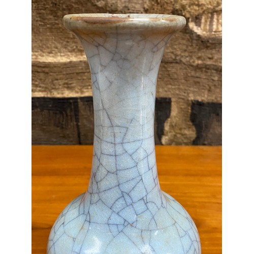 89 - Chinese crackle glaze celadon baluster vase, approx 23cm H