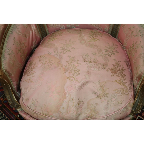 114 - Antique French Louis XV style gilt frame armchair