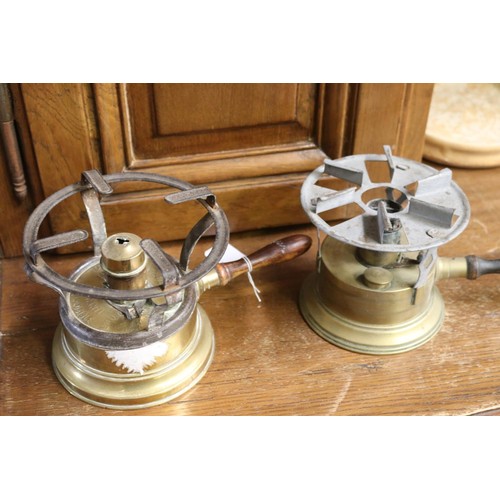 120 - Two French brass burners, approx 14cm H x 25cm W and smaller (2)