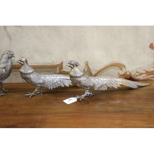 30 - Pair of table pheasants and another, approx 15cm H x 36cm L and smaller (3)