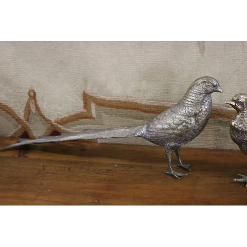 30 - Pair of table pheasants and another, approx 15cm H x 36cm L and smaller (3)