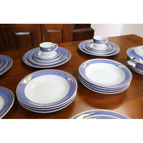 65 - Royal Copenhagen blue magnolia porcelain dinner service for eight and extras, two side plates has ch... 