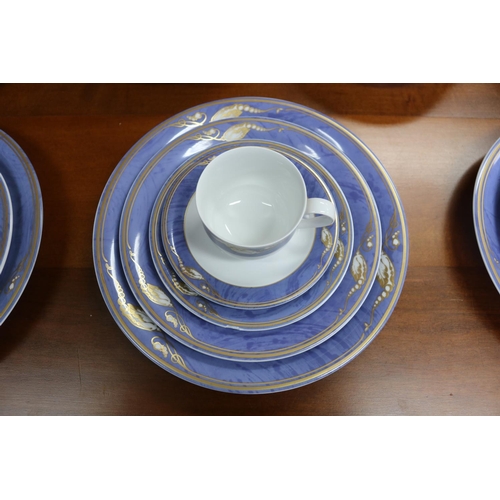 65 - Royal Copenhagen blue magnolia porcelain dinner service for eight and extras, two side plates has ch... 