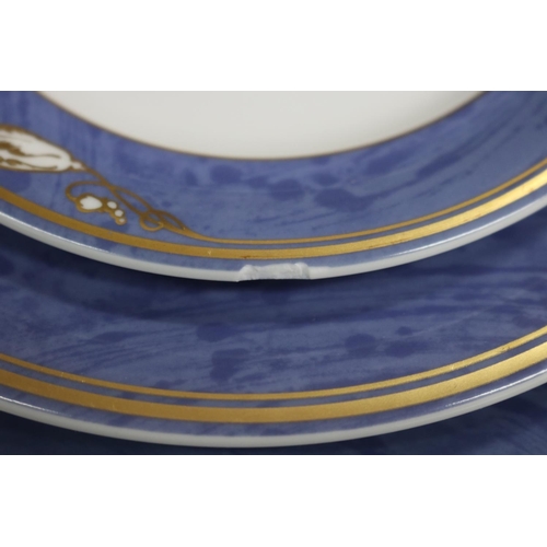 65 - Royal Copenhagen blue magnolia porcelain dinner service for eight and extras, two side plates has ch... 