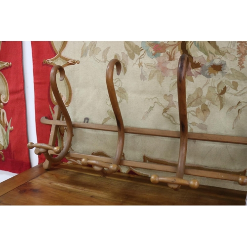 46 - Antique French bentwood multi hook coat rack, approx 39cm H x 119cm W x 20cm D