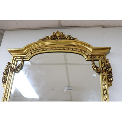 57 - Antique French Louis XVI style gilt marble topped console & mirror, mirror approx 175cm H x 91cm W a... 