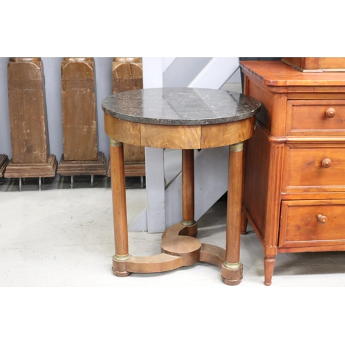 44 - Antique early French Empire revival marble topped pedestal table, fitted with a single long drawer, ... 
