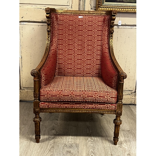 35 - Quality French style armchair with red and gold upholstery