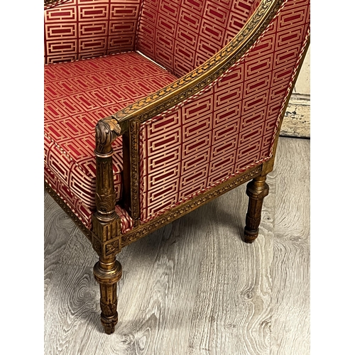 35 - Quality French style armchair with red and gold upholstery