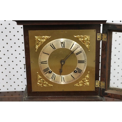 120 - Antique Ansonia mantle clock, unknown working order, has key and pendulum (in office D2829-1-11), ap... 