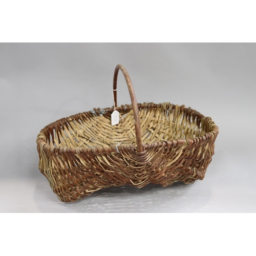 167 - Vintage/antique French basket, approx 15cm H (ex handle) x 46cm W x 33cm D