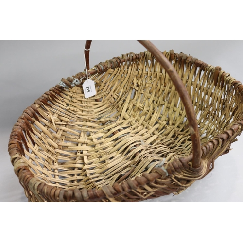 167 - Vintage/antique French basket, approx 15cm H (ex handle) x 46cm W x 33cm D