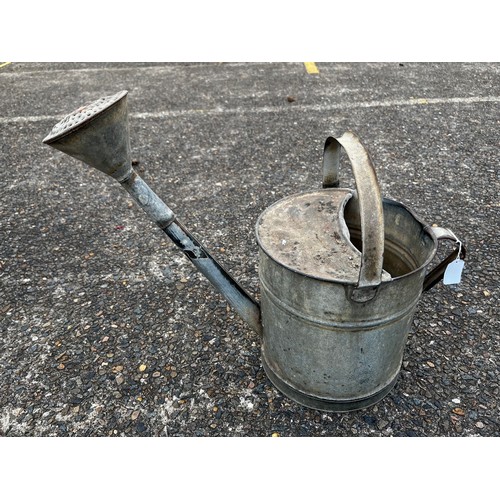 170 - French gal metal watering can with rose, approx 47cm H x 57cm W