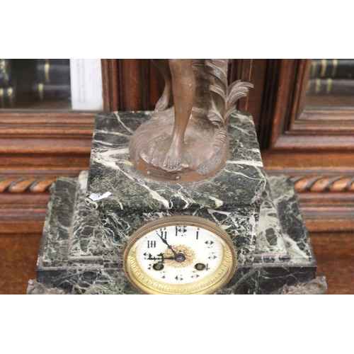 218 - Antique French figural clock, no key and no pendulum, unknown working condition, approx 48cm H x 28c... 