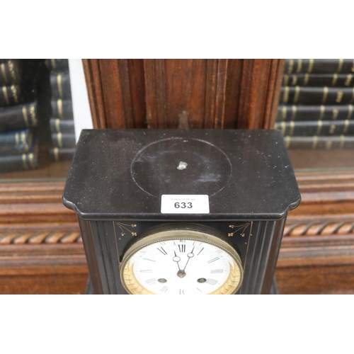 220 - Antique clock, no key and no pendulum, unknown working condition, approx 25cm H x 23cm W x 14cm D