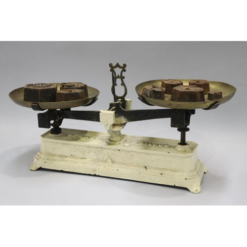 10 - Set of antique French Force weighing scales with weights