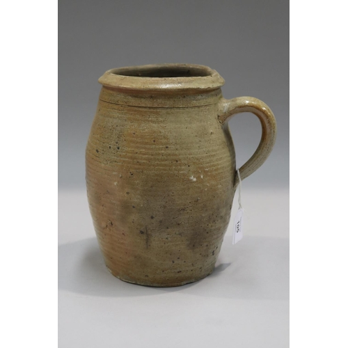 105 - French antique earthenware confit jug, approx 24cm H