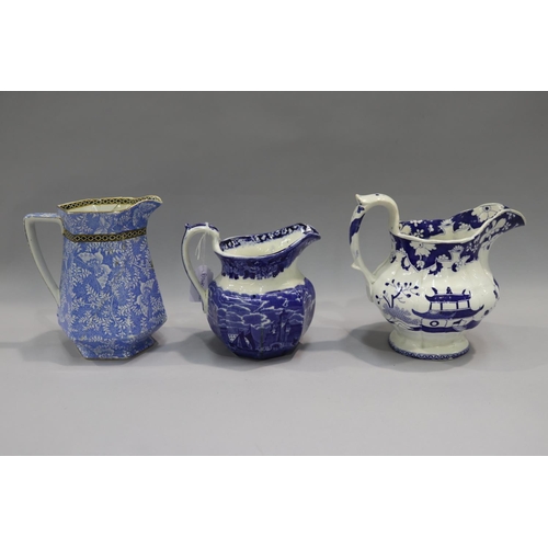 35 - Two Rogers blue and white antique jugs, Wedgewood, Royal Winton, approx 17cm H and shorter (5)