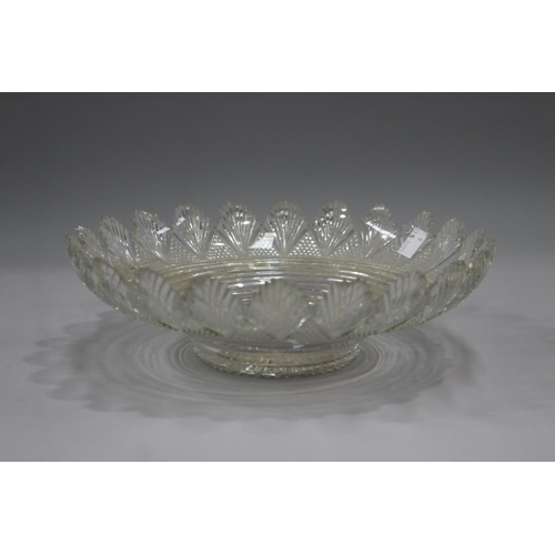 65 - Antique cut crystal bowl, approx 8cm H x 28cm Dia