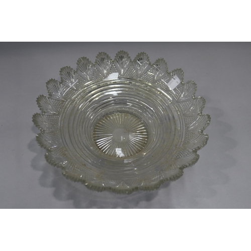 65 - Antique cut crystal bowl, approx 8cm H x 28cm Dia