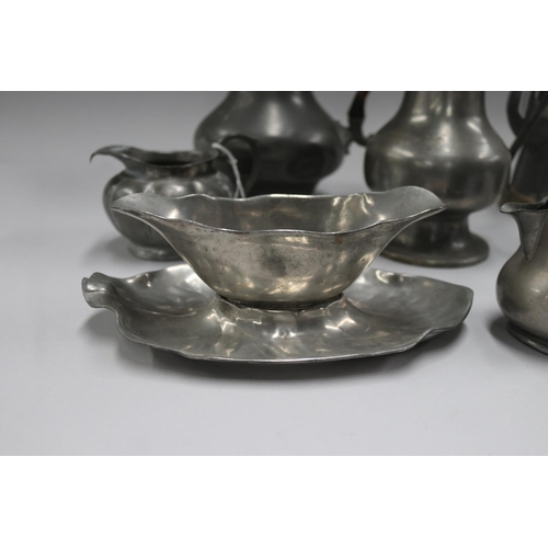 67 - Assortment of French pewter, approx 23cm H and shorter