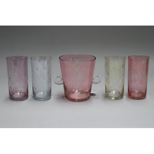 69 - Vintage ice bucket and four glasses, each approx 15cm H (5)