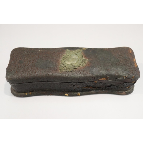 72 - Antique lined glove box, approx 9cm H x 35cm W x 12cm D