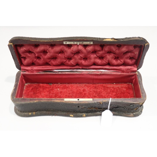 72 - Antique lined glove box, approx 9cm H x 35cm W x 12cm D