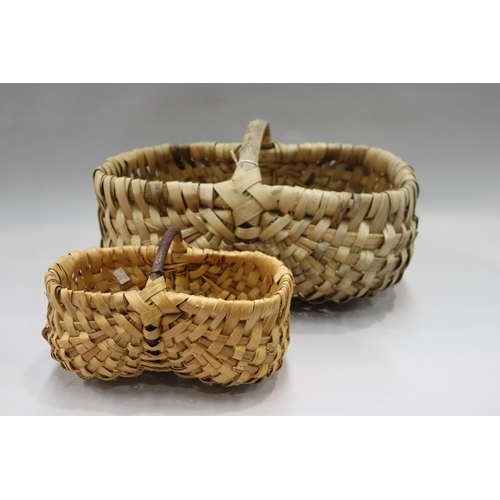 90 - Two French pickers baskets, approx 28cm H (including handle) x 54cm W x 33cm D and smaller (2)