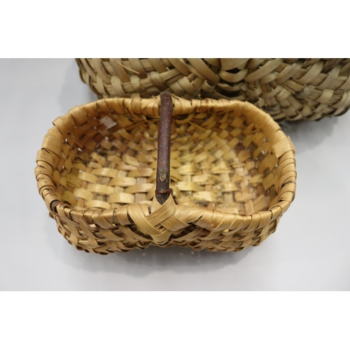 90 - Two French pickers baskets, approx 28cm H (including handle) x 54cm W x 33cm D and smaller (2)