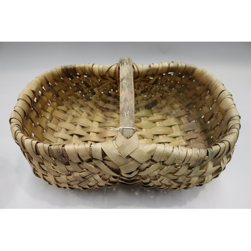 90 - Two French pickers baskets, approx 28cm H (including handle) x 54cm W x 33cm D and smaller (2)