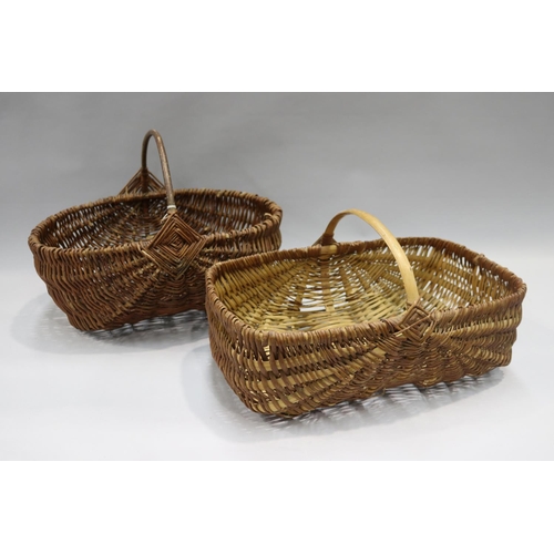 93 - Two French woven pickers baskets, approx 34cm H (including handle) x 47cm W x 36cm D and shorter (2)