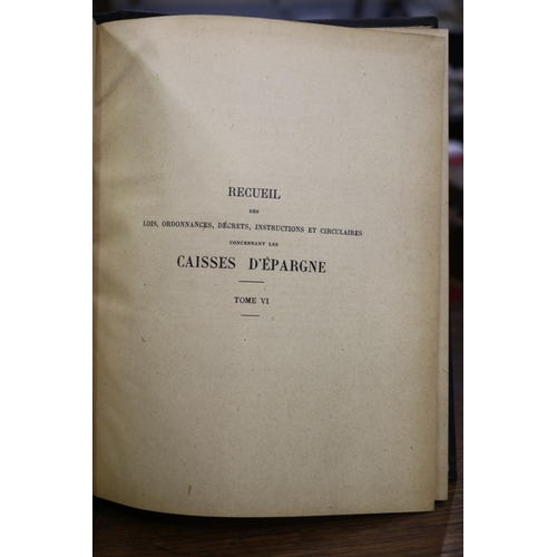 280 - Three French books, Lois Concernant Les Caisses D'Epargne, 1888-1896, 1901-1906, 1907-1911 (3)