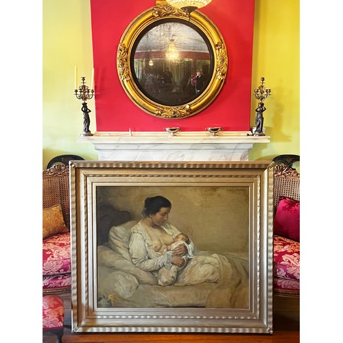 1035 - E Cracco, Mother and Child, oil on canvas, signed upper right dated 1913, ex Vickers and Hoad Kensin... 