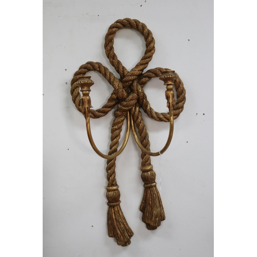 1085 - Pair of decorative faux rope tied two stick appliques, each approx 64cm H (2)