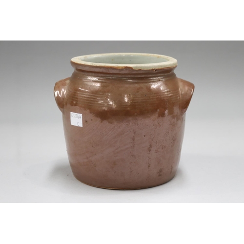 116 - French antique earthenware jar, approx 16cm H