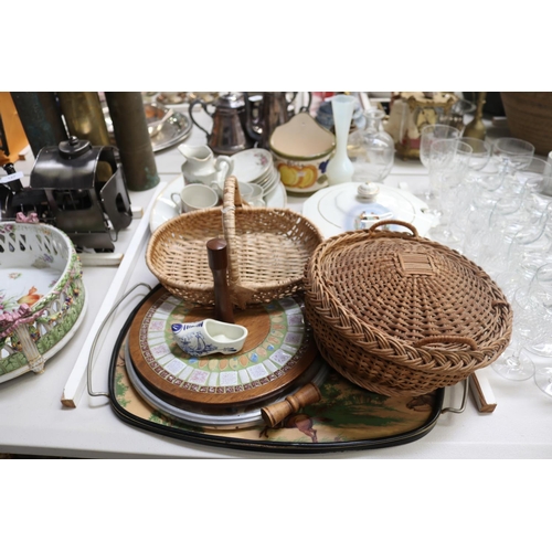 125 - Assortment of items to include decanter, vase, part coffee service, trays, baskets etc, approx 52cm ... 