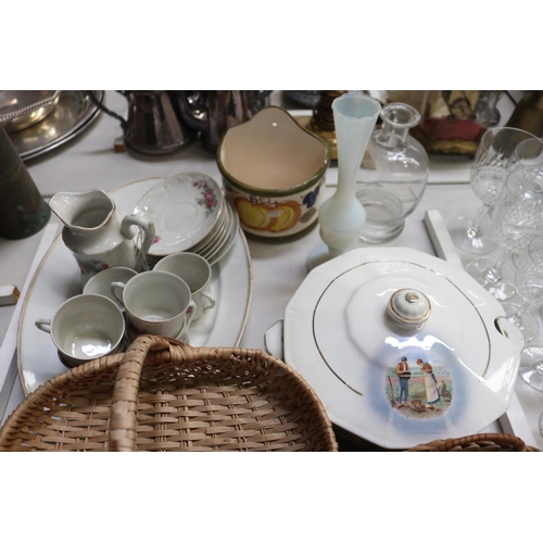 125 - Assortment of items to include decanter, vase, part coffee service, trays, baskets etc, approx 52cm ... 