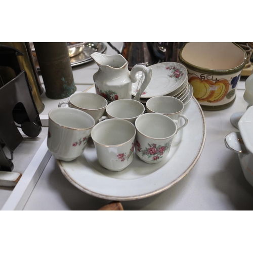 125 - Assortment of items to include decanter, vase, part coffee service, trays, baskets etc, approx 52cm ... 