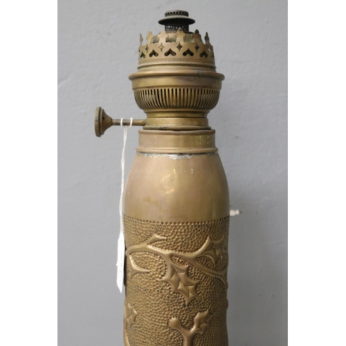 130 - French trench art vase converted to lamp, approx 44cm H