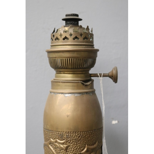 130 - French trench art vase converted to lamp, approx 44cm H