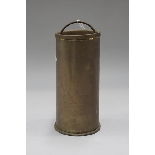 131 - Artillery round made into lidded container, approx 25cm H