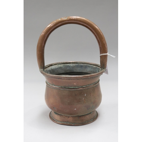 135 - Antique French copper bucket, approx 28cm H x 18cm Dia