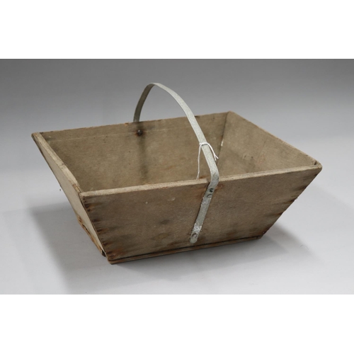 138 - Vintage French wooden basket, approx 22cm H (including handle) x 38cm W x 30cm D