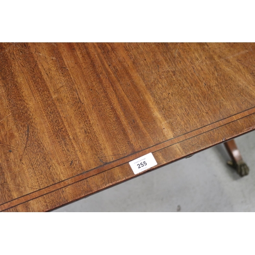 1607 - English antique two drawer sofa table with string inlay, approx 71cm H x 132cm W x 69cm D