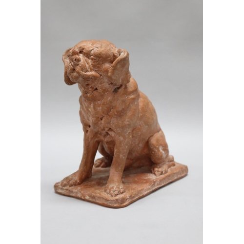 1737 - Rhonda Barbara (Barbara) Tribe (1913-2000) Australia, terracotta seated pug dog, incised signature, ... 